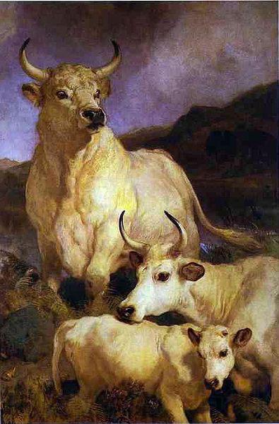 Sir edwin henry landseer,R.A. The wild cattle of Chillingham, 1867 France oil painting art